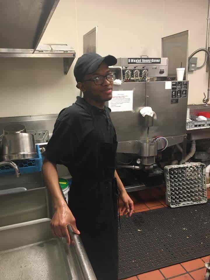 Damari working at a restaurant