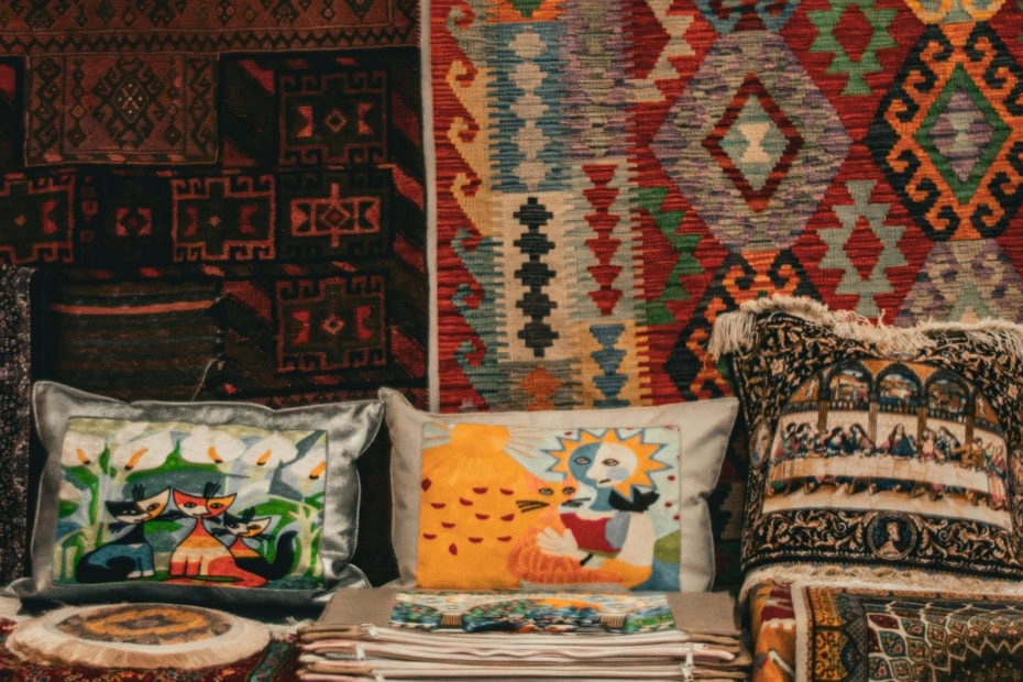 Photo Of Colorful Traditional Textiles and Decorative Pillows By Aysegul Aytoren