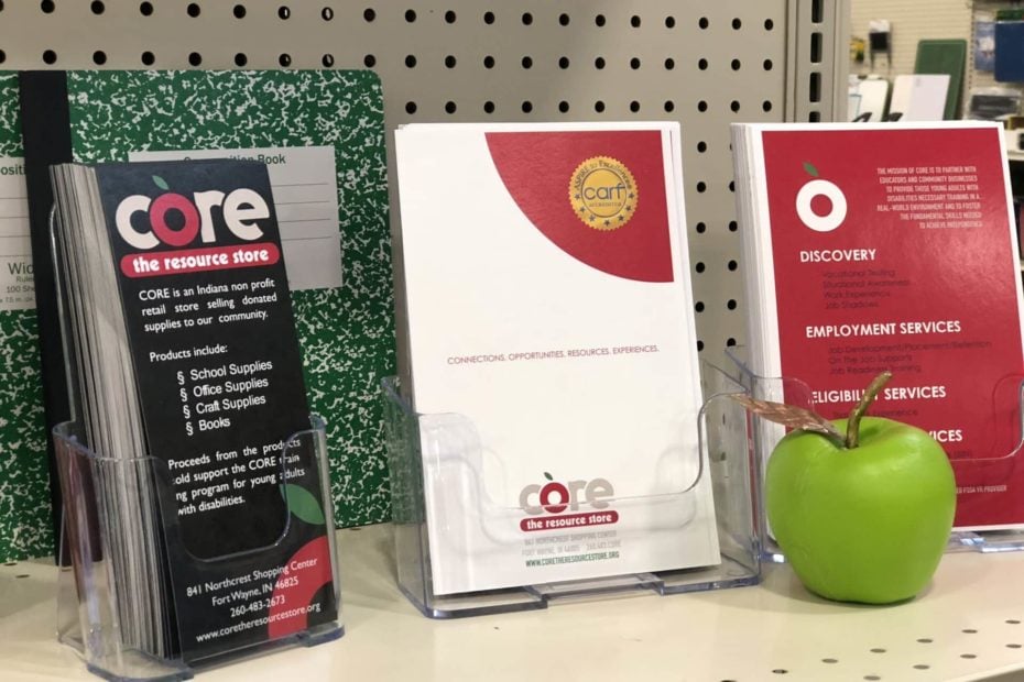 core pamphlets displayed on shelf